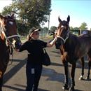 Angela with today's two Sandown winners... Word Gets Around (L) and Ninth Legion...